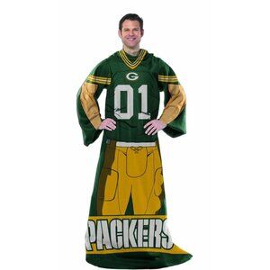 Green Bay Packers Wearable Blanket – Soft Fleece Throw with Sleeves (One Size)